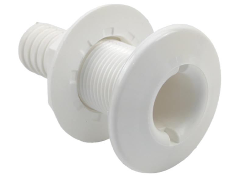 Attwood Plastic 1-1/2" Thru Hull Fitting For Marine Boats – White Barbed Connector